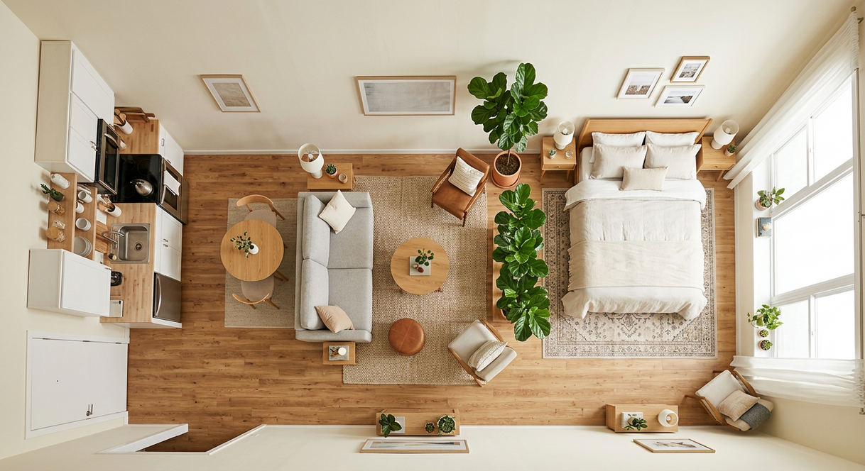 how to decorate a studio apartment to look bigger inspiration