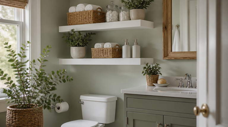bathroom shelf decorating ideas above toilet