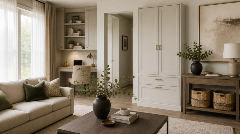 how to hide home office in living room