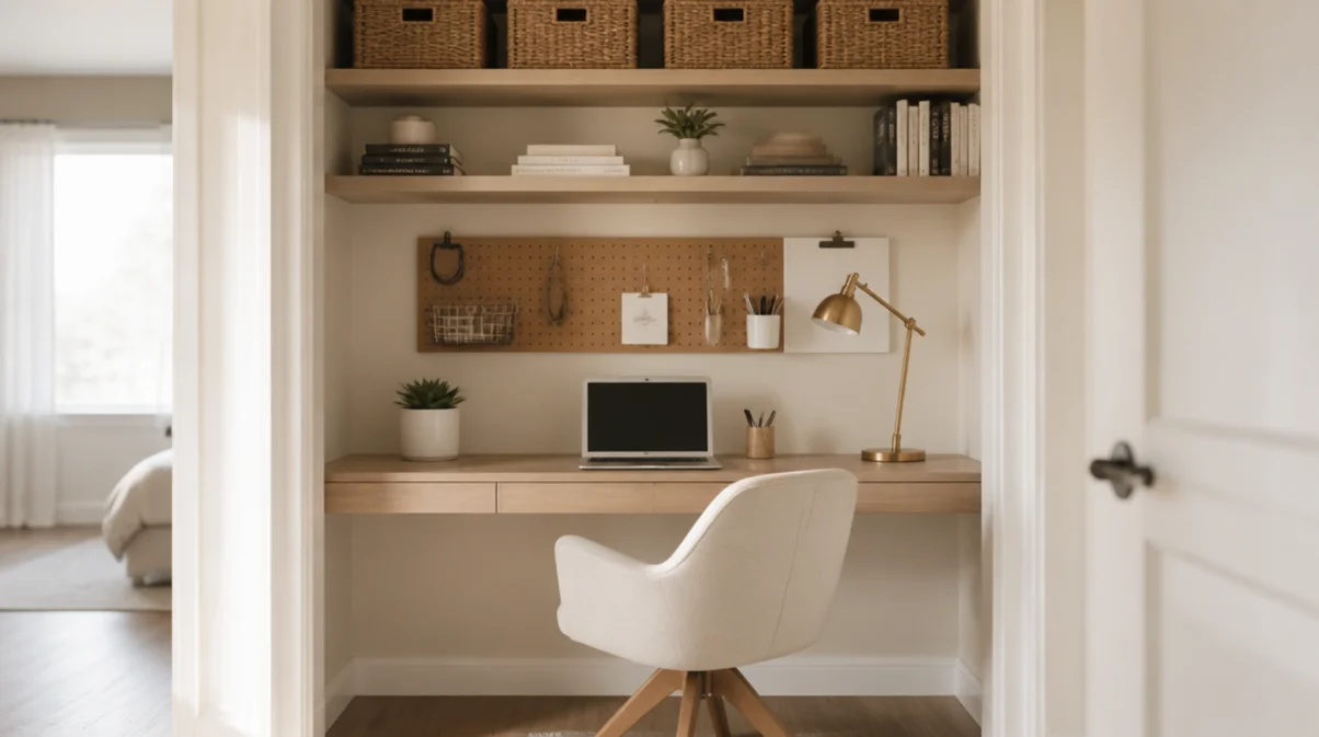 how to make a home office in a closet