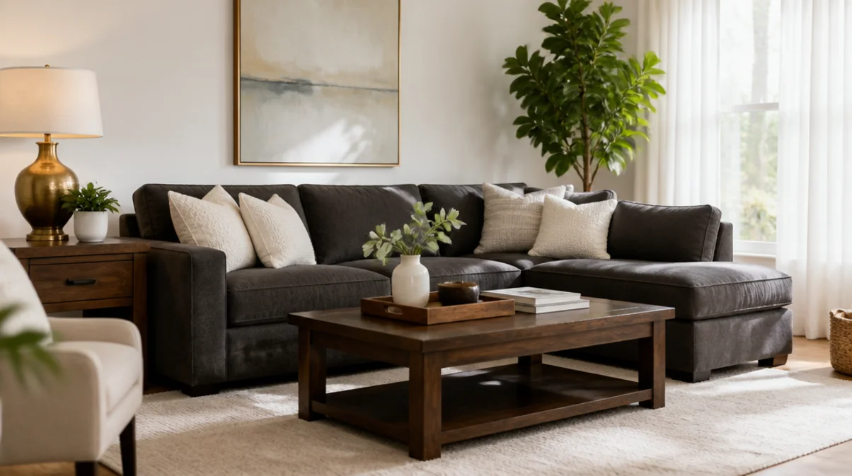 living room decor ideas with dark furniture