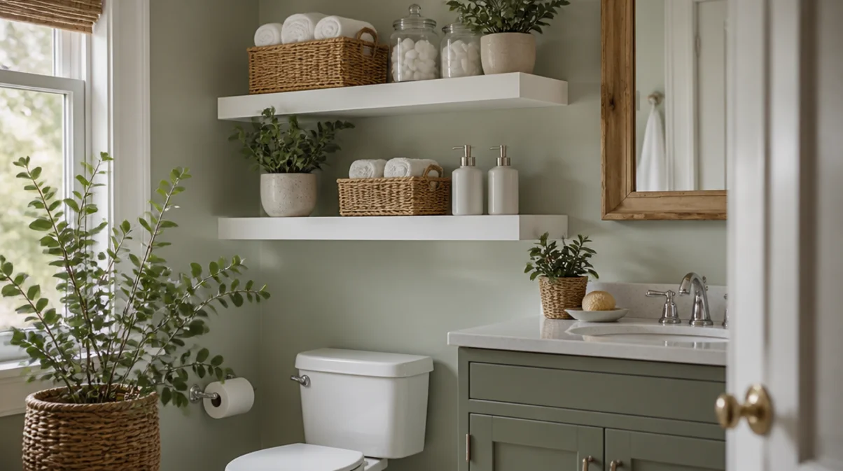 bathroom shelf decorating ideas above toilet
