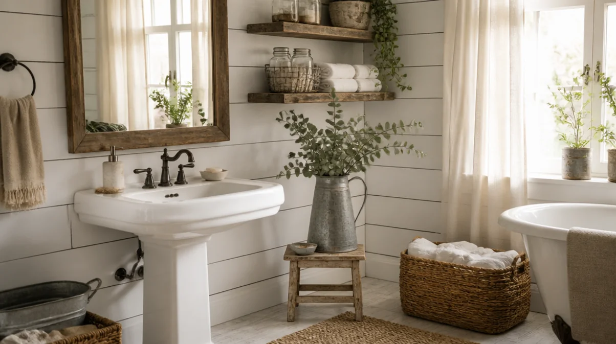 farmhouse bathroom decor ideas on a budget