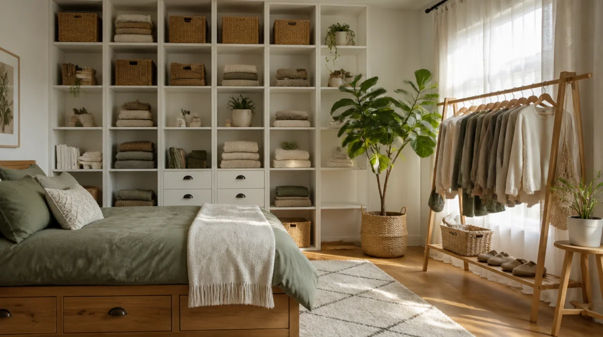 how to create storage in a room with no closet