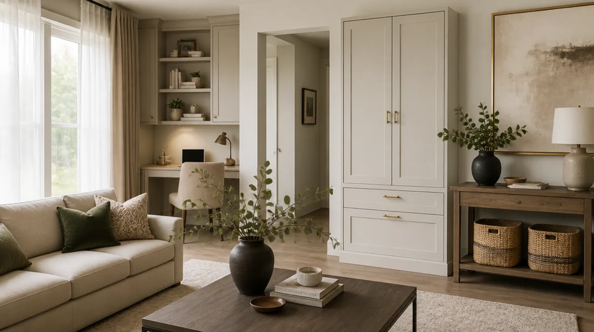 how to hide home office in living room