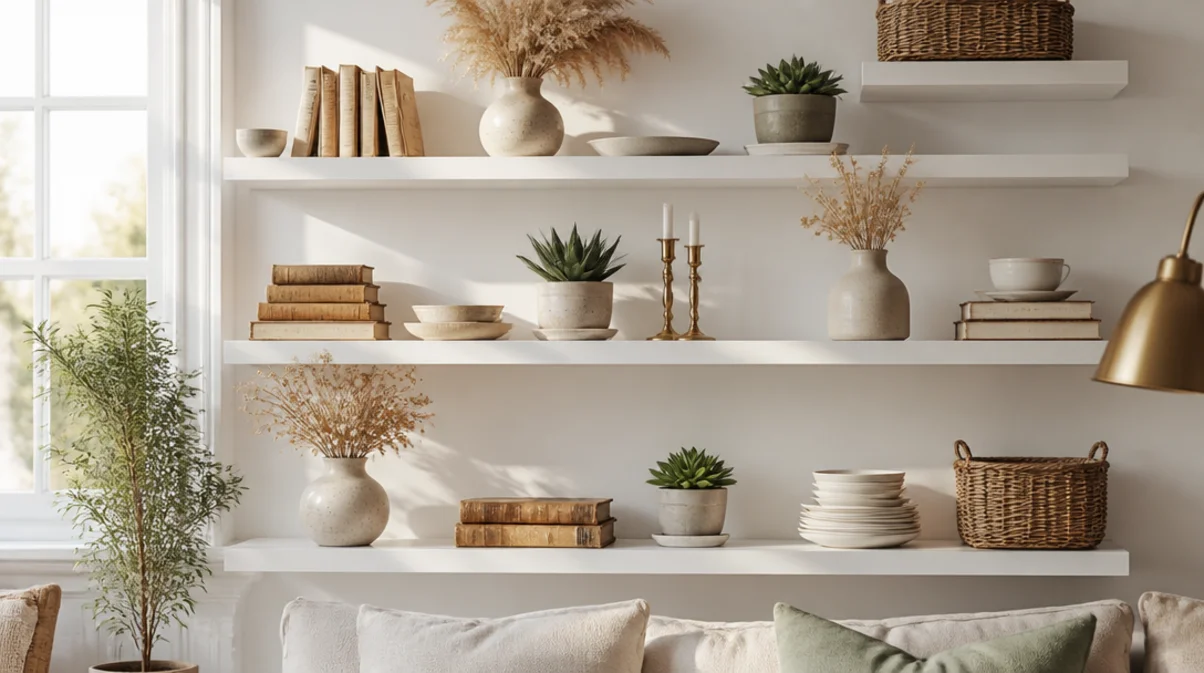 how to style shelves on a budget