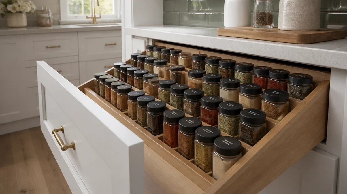kitchen spice drawer organization ideas